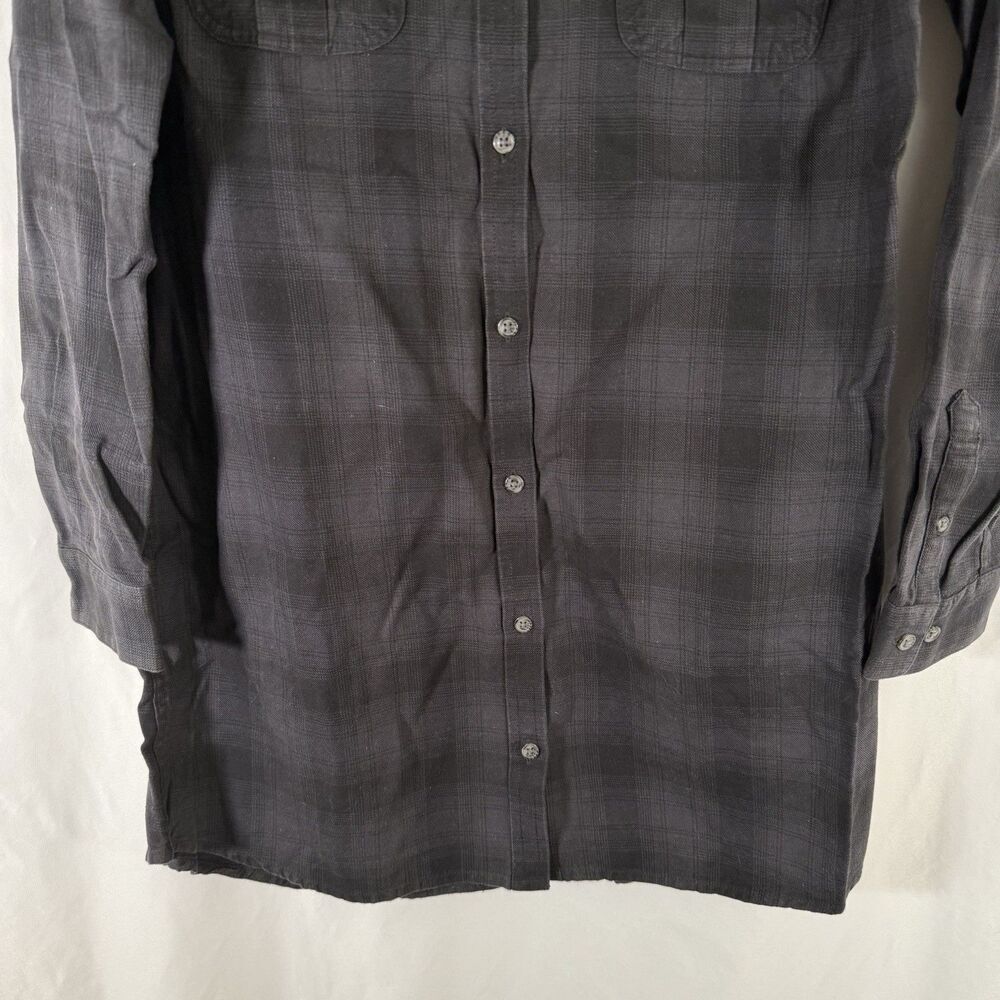 Obey Plaid Dress Women's Medium Black Plaid Button Up Long Sleeve 100% Cotton - Picture 3 of 10